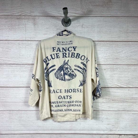 Vintage Horse Print Blouse - Cream - Picture 4 of 8